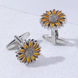 New Arrival Sunflower Cuff Links Sun Flower Mens Cufflinks Jewerly Gift Wedding Birthday Anniversary Father's Day