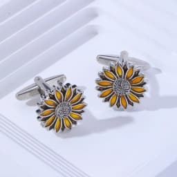 New Arrival Sunflower Cuff Links Sun Flower Mens Cufflinks Jewerly Gift Wedding Birthday Anniversary Father's Day