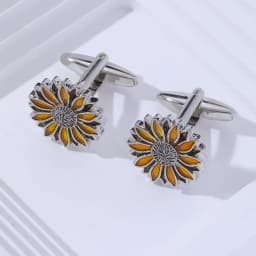 New Arrival Sunflower Cuff Links Sun Flower Mens Cufflinks Jewerly Gift Wedding Birthday Anniversary Father's Day