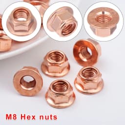 12Pcs M8 Copper Flashed Exhaust Manifold Nut Exhaust Nuts Elbow Nuts Practical 8mm Nuts High Temperature Nuts Home Fasteners