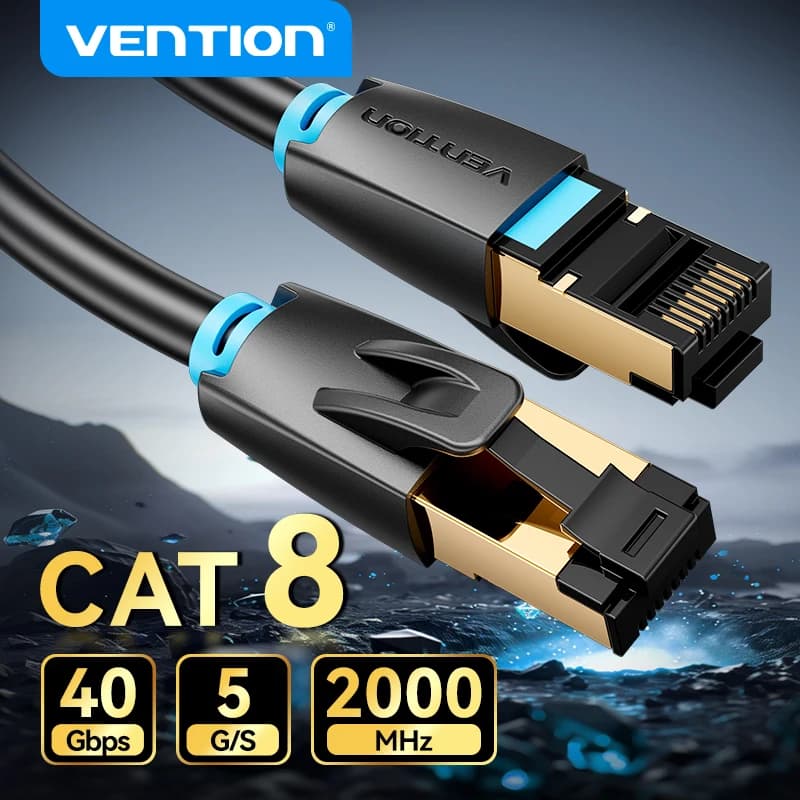 Vention Cat8 Ethernet Cable STTP 40Gbps 2000MHz Cat 8 RJ45 Network Lan Patch Cord for Router Modem Internet RJ 45 Ethernet Cable