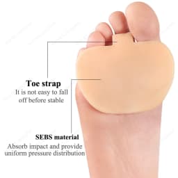 Gel Forefoot Insoles Metatarsal Ball of Foot Pads Toe Silicone Cushion Half Yard Othotics Foot Support Pain Relief Absorbs Shock