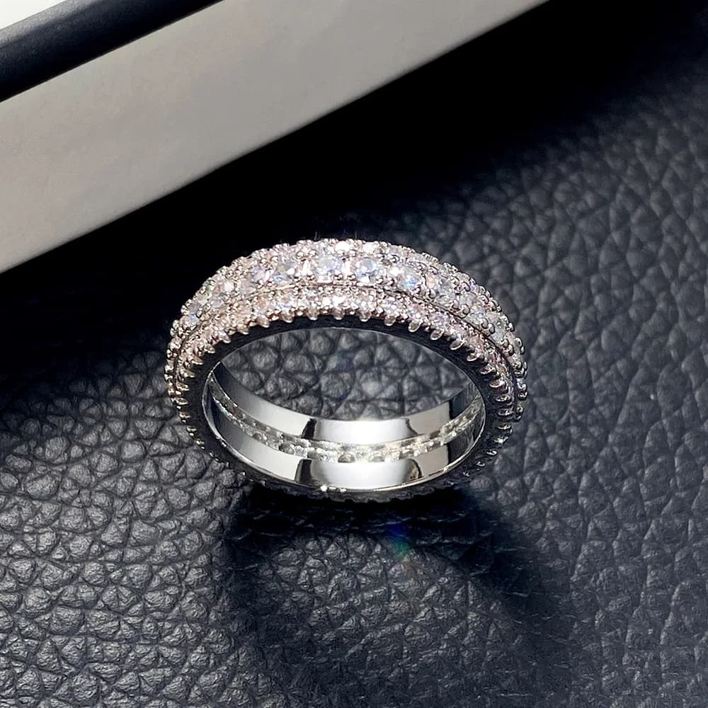 6mm Wide Moissanite Wedding Band Solid Sterling Silver Ring Eternity Band Engagement Rings for Women Wholesale Gifts