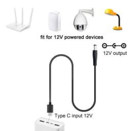 USB C Type-C PD to 12V 5.5x2.5mm Converter Cable for Fan Table Lamp Router 1.2/2/3m