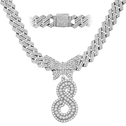 Men Women 14MM Cuban Chain Crystal Butterfly Initials Name Pendant Necklace Iced Out Cursive Letters Rapper Necklace Jewelry New
