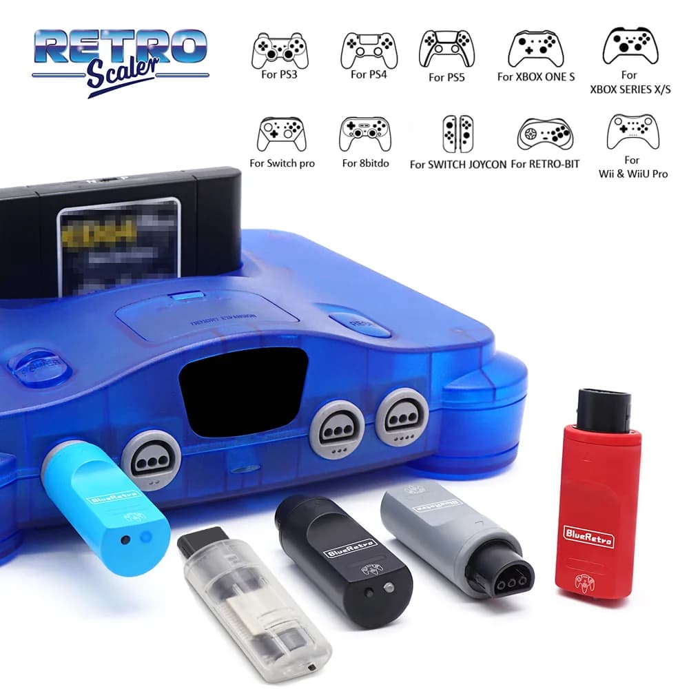 RetroScaler BlueRetro Wireless Game Controllers Adapter for Nintendo 64 Console to PS3 PS4 PS5 8bitdo Ultimate Game Contorllers