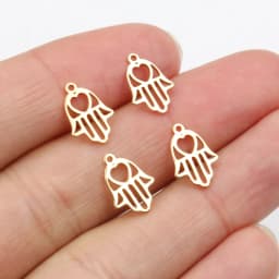 10pcs 12x9mm 316 Stainless Steel Gold Plated Hand Small Charms Pendant For Necklace DIY Jewelry Making Findings Accessories