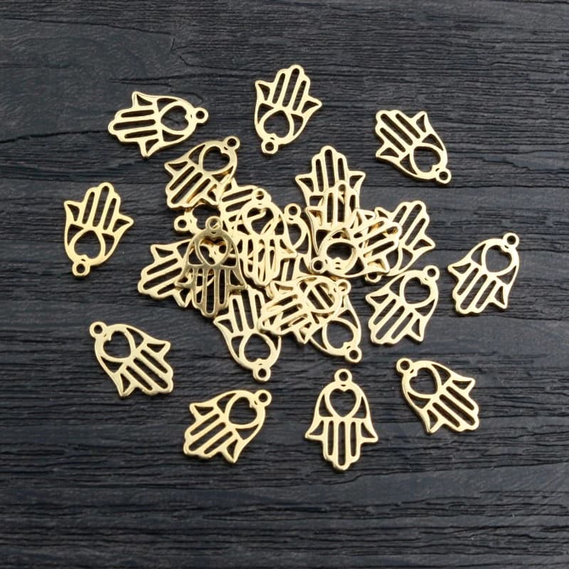 10pcs 12x9mm 316 Stainless Steel Gold Plated Hand Small Charms Pendant For Necklace DIY Jewelry Making Findings Accessories