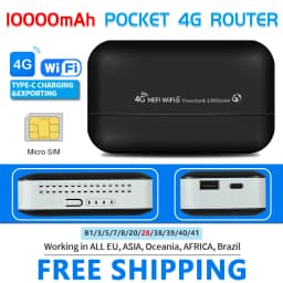 OPTFOCUS 4G LTE Portable Modem Wireless Router Powerbank USB TYPEC 4G SIM Card 10000Mah MIFI Modem 4G Mini Pocket Wifi Hotspot