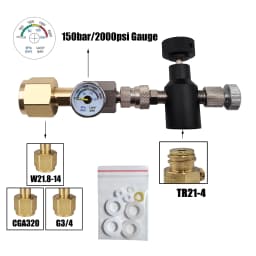 Sparking Water Maker Cylinder CO2 Filling Station, Carbon Dioxide Tank Refill Adapter Connector W21.8-14 or G3/4 or CGA320