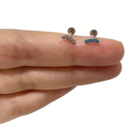 G23 Titanium Ear PIERC Curved Bar Earrings 5 CZ Paved Top Cartilage Threaded Labret Stud Tragus Lip Ring Body Piercing Jewelry