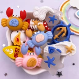 Resin Kawaii Colorful Cartoon Tower Ship Swimming Circle Cat Flatback Stone Sandy Beach Figurine 10PCS Scrapbook DIY Decor Craft