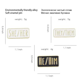 My Pronouns Enamel Pins Cats Butterfly He Him She Her They Them Brooches Lapel Metal Badges Fashion Jewelry Gifts Drop Shipping