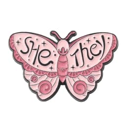 My Pronouns Enamel Pins Cats Butterfly He Him She Her They Them Brooches Lapel Metal Badges Fashion Jewelry Gifts Drop Shipping