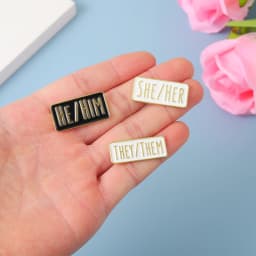 My Pronouns Enamel Pins Cats Butterfly He Him She Her They Them Brooches Lapel Metal Badges Fashion Jewelry Gifts Drop Shipping