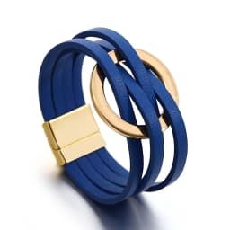 ALLYES Trend Gold Color Hollow Circle Leather Bracelets for Women Men Bohemian Simple Multilayer Wrap Bracelets Charm Jewelry