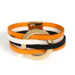 ALLYES Trend Gold Color Hollow Circle Leather Bracelets for Women Men Bohemian Simple Multilayer Wrap Bracelets Charm Jewelry