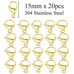 20pcs 304 Stainless Steel Lobster Clasp Wholesale Silver Gold 9-15mm Clip Claw Clasps DIY Jewelry Finding Supplies
