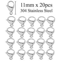 20pcs 304 Stainless Steel Lobster Clasp Wholesale Silver Gold 9-15mm Clip Claw Clasps DIY Jewelry Finding Supplies