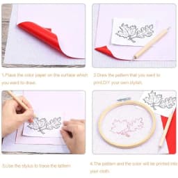 10Pcs Embroidery Transfer Paper with Embossing Stylus Cross Stitch Carbon Water-Soluble Tracing Paper DIY Sewing Accessories