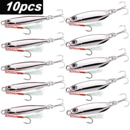 10pcs Fishing Lures Set Jigs 20G 30G 40G Jigbait Fishing Lure Silver Plating Shore Cast Decoys Metal Bait Artificial Pesca Lure