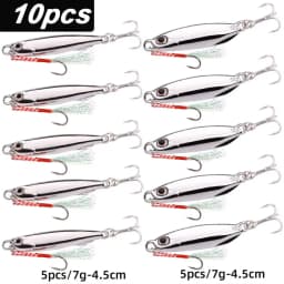 10pcs Fishing Lures Set Jigs 20G 30G 40G Jigbait Fishing Lure Silver Plating Shore Cast Decoys Metal Bait Artificial Pesca Lure