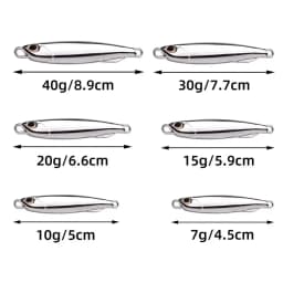 10pcs Fishing Lures Set Jigs 20G 30G 40G Jigbait Fishing Lure Silver Plating Shore Cast Decoys Metal Bait Artificial Pesca Lure