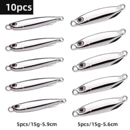 10pcs Fishing Lures Set Jigs 20G 30G 40G Jigbait Fishing Lure Silver Plating Shore Cast Decoys Metal Bait Artificial Pesca Lure