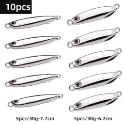 10pcs Fishing Lures Set Jigs 20G 30G 40G Jigbait Fishing Lure Silver Plating Shore Cast Decoys Metal Bait Artificial Pesca Lure
