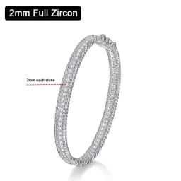 Serenity 2mm D Moissanite Hoop Bangle For Women Man Gift S925 Sterling Silver Bracelet Hand Circles Joker Fold Wear Fine Jewelry