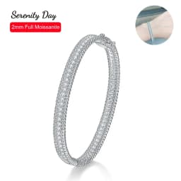 Serenity 2mm D Moissanite Hoop Bangle For Women Man Gift S925 Sterling Silver Bracelet Hand Circles Joker Fold Wear Fine Jewelry