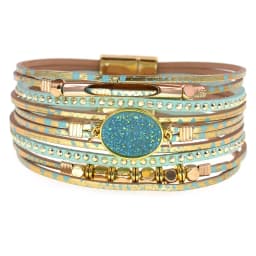 WELLMORE New Leather Bracelets for Women BOHO Charm Bracelets Gold Alloy Metal Female Jewelry Wholesale Dropshipping