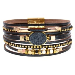 WELLMORE New Leather Bracelets for Women BOHO Charm Bracelets Gold Alloy Metal Female Jewelry Wholesale Dropshipping
