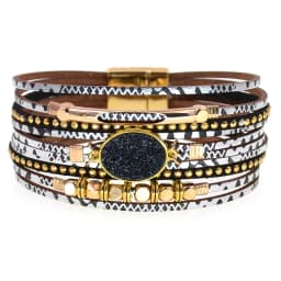 WELLMORE New Leather Bracelets for Women BOHO Charm Bracelets Gold Alloy Metal Female Jewelry Wholesale Dropshipping
