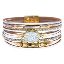 WELLMORE New Leather Bracelets for Women BOHO Charm Bracelets Gold Alloy Metal Female Jewelry Wholesale Dropshipping