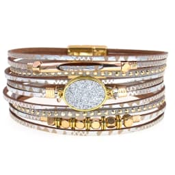 WELLMORE New Leather Bracelets for Women BOHO Charm Bracelets Gold Alloy Metal Female Jewelry Wholesale Dropshipping