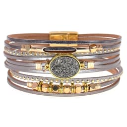 WELLMORE New Leather Bracelets for Women BOHO Charm Bracelets Gold Alloy Metal Female Jewelry Wholesale Dropshipping