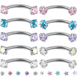 Crystal Eyebrow Piercing Curved Barbell Daith Stud Earring Helix Jewelry Rook Cartilage Tragus Earrings Eyebrow Ring Labret Stud