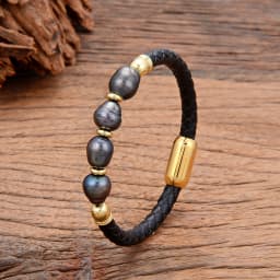 Real Natural Freshwater Pearl Bracelet, 2022 New Fashion Charm Leather Bracelet For Women, High Quality Baroque Wedding Jewelry