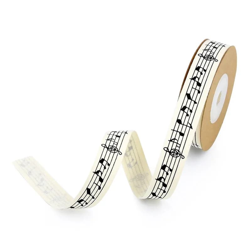 15mm" 5/8" 10M/lot Black Musical notes printed materials Cotton Ribbon DIY Sewing Wedding Decoration handmade hair accessories