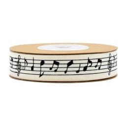 15mm" 5/8" 10M/lot Black Musical notes printed materials Cotton Ribbon DIY Sewing Wedding Decoration handmade hair accessories