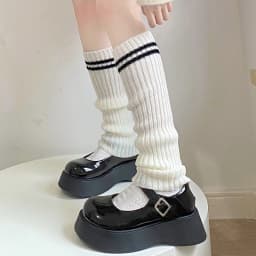 Gothic Women's Striped Leg Warmers Lolita Long Socks Knitted Leggings Japanese Sweets Winter Socks Kawaii Arm Ankle Warmers
