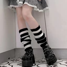 Gothic Women's Striped Leg Warmers Lolita Long Socks Knitted Leggings Japanese Sweets Winter Socks Kawaii Arm Ankle Warmers