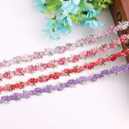 2yards of 1.5cm Beautiful Colorful Lace Knitted Fabric 3d Flowers Lace Ribbon Dress Collar Hats Headwear Sewing Trimming Decor