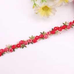 2yards of 1.5cm Beautiful Colorful Lace Knitted Fabric 3d Flowers Lace Ribbon Dress Collar Hats Headwear Sewing Trimming Decor