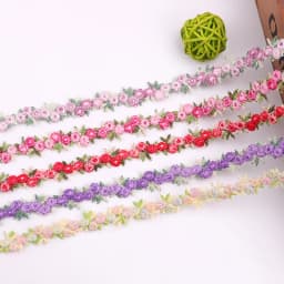 2yards of 1.5cm Beautiful Colorful Lace Knitted Fabric 3d Flowers Lace Ribbon Dress Collar Hats Headwear Sewing Trimming Decor