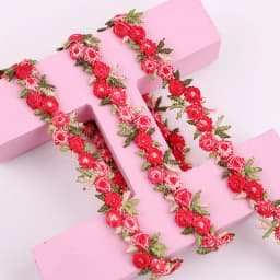 2yards of 1.5cm Beautiful Colorful Lace Knitted Fabric 3d Flowers Lace Ribbon Dress Collar Hats Headwear Sewing Trimming Decor