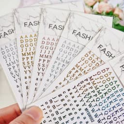 12Sheets 26-Bit Letters Nail Art Sticker Set Self-Adhesive Capital/Lower Case English Alphabet Nail Slider 3D Manicure Decal Kit