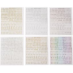 12Sheets 26-Bit Letters Nail Art Sticker Set Self-Adhesive Capital/Lower Case English Alphabet Nail Slider 3D Manicure Decal Kit