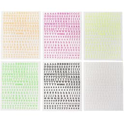 12Sheets 26-Bit Letters Nail Art Sticker Set Self-Adhesive Capital/Lower Case English Alphabet Nail Slider 3D Manicure Decal Kit